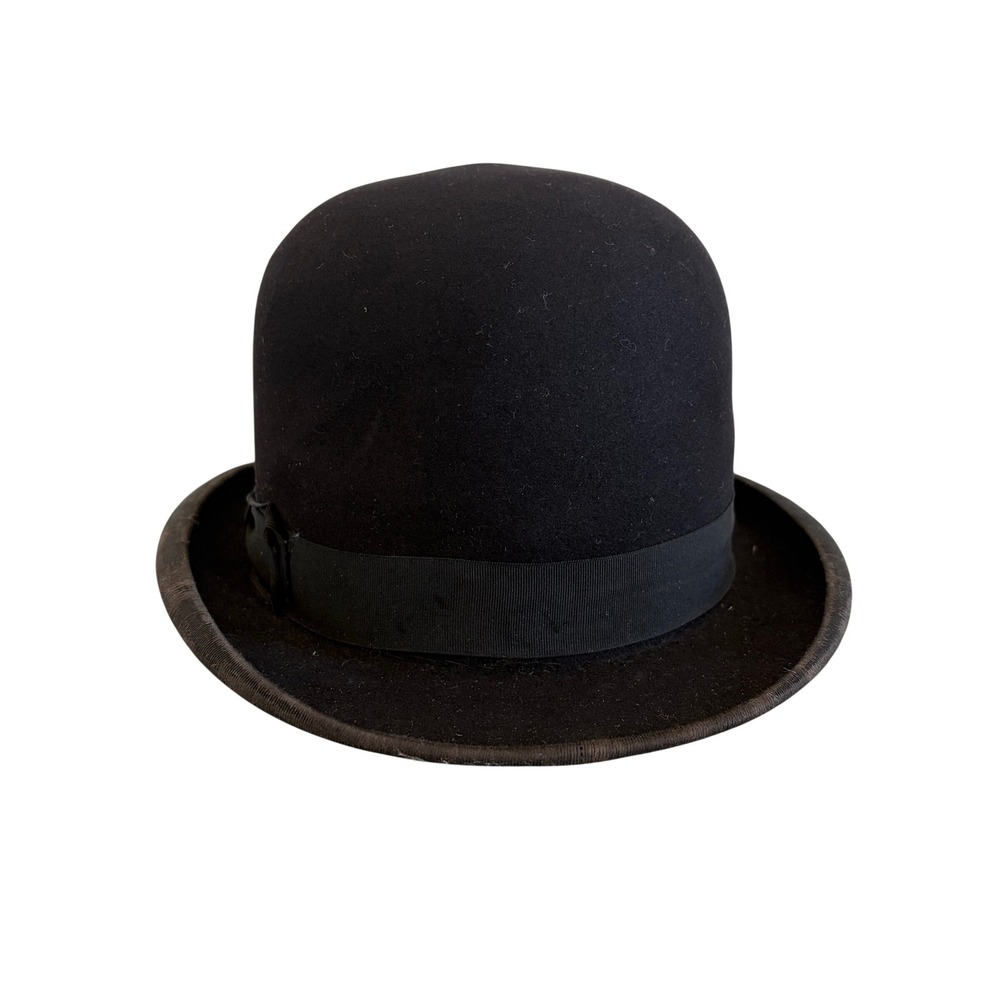 Vintage Boyd St Louis Black Felt Bowler Hat Derby Grosgrain‎ Ribbon Trim Mens